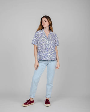 Asis Percales Tiger Aloha Blouse White