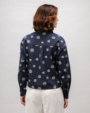 Urchin Boxy Flannel Blouse Navy