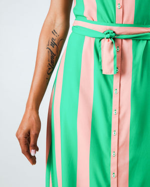 Color Block Strap Dress Green