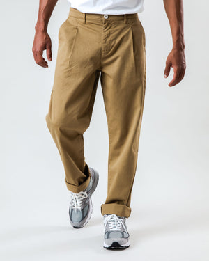 Pleated Chino Camel