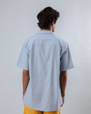 Pinstripes Aloha Shirt Blue