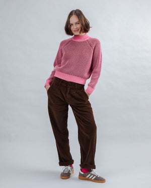 Bicolor Wool Cropped Sweater Pink