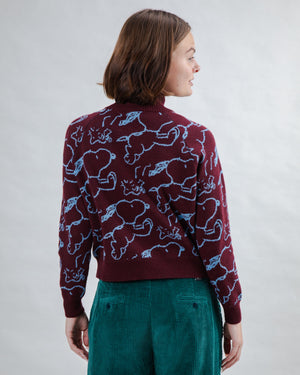 Peanuts Cropped Sweater Jacquard Chocolate