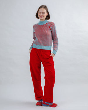 Corduroy Pleated Pants Red