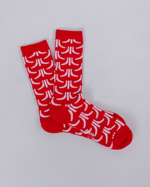 Atari Pattern Socks Red
