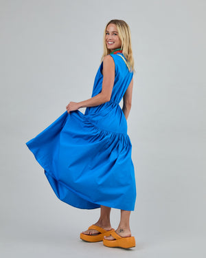 Sleeveless Shirt Dress Blue