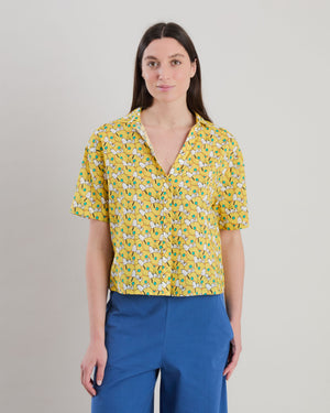 Peanuts Donuts Oversize Cropped Blouse Yellow