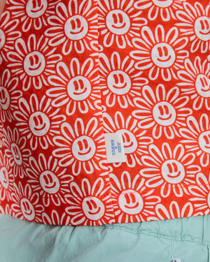 Asis Percales Daisy Button Up Blouse Red