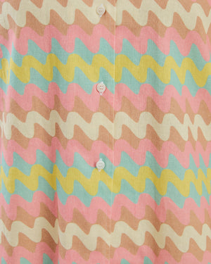 Pastel Wavy Stripes Aloha Blouse