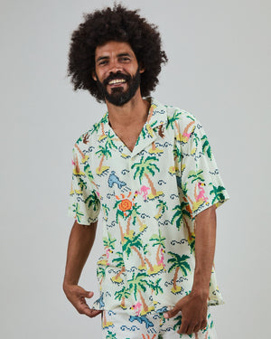 Tropical Pixel Swimwear Ecru