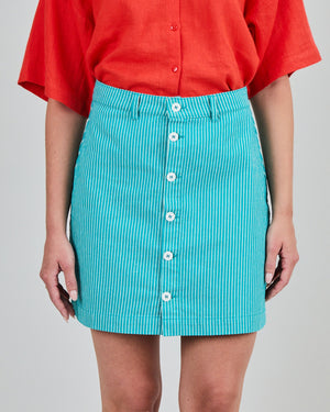 Denim Stripes Mini Skirt Green
