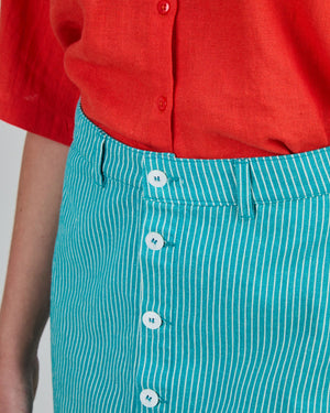 Denim Stripes Mini Skirt Green