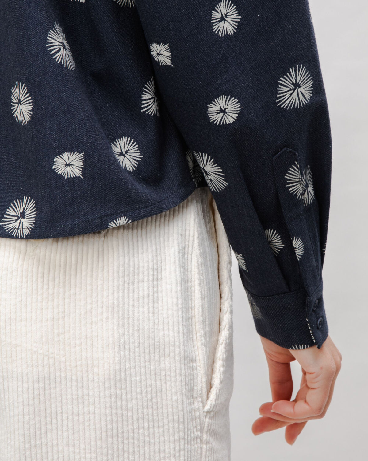 Urchin Boxy Flannel Blouse Navy