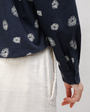 Urchin Boxy Flannel Blouse Navy