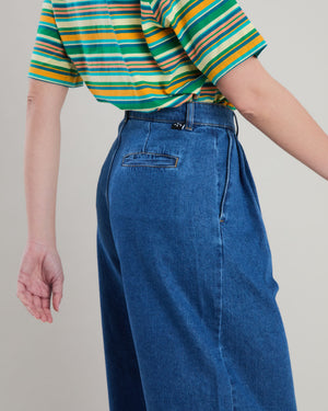 Wide Leg Denim Pleated
