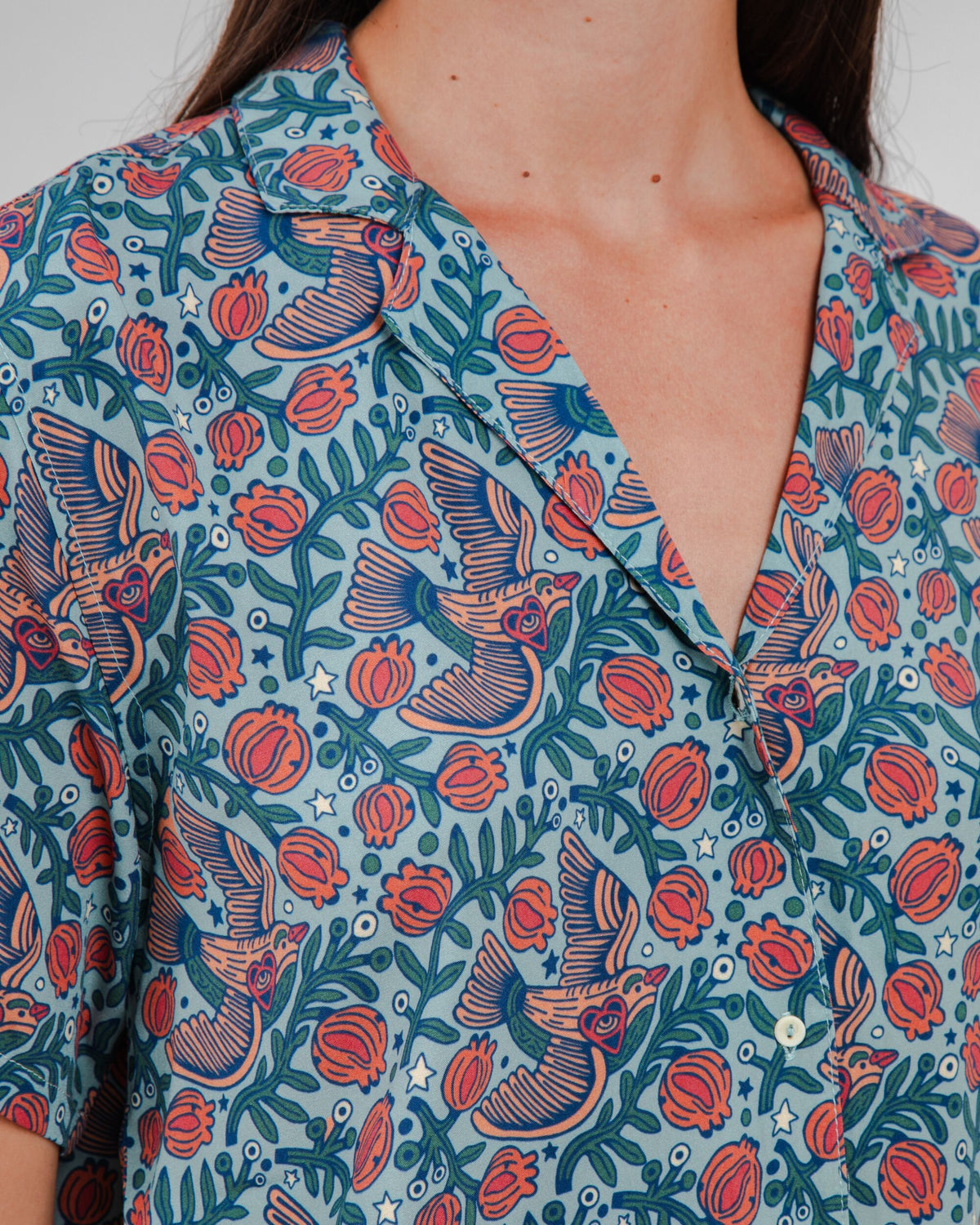 Asis Percales Passerine Aloha Blouse Mist