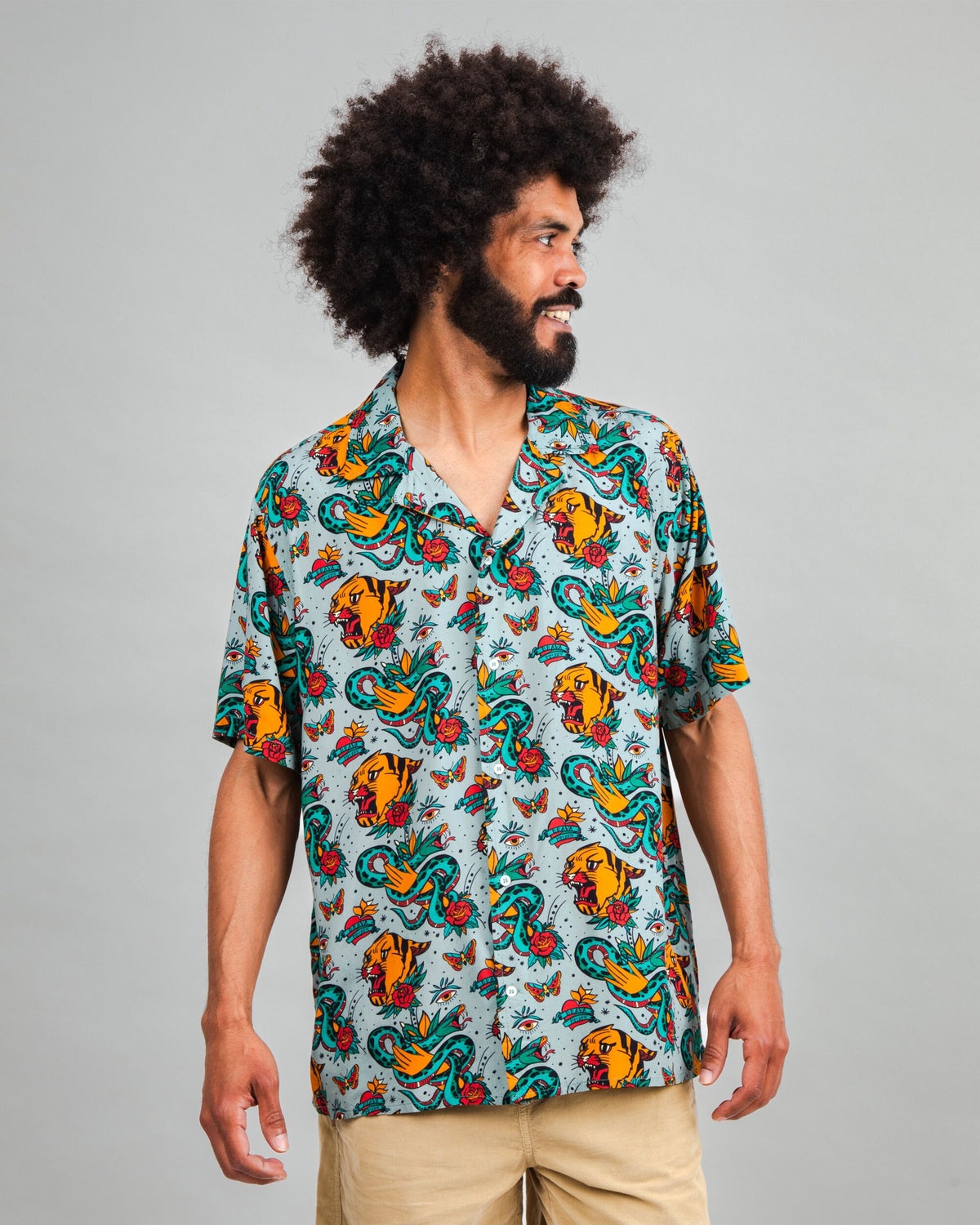 Old School Tattoo Aloha Shirt Mist