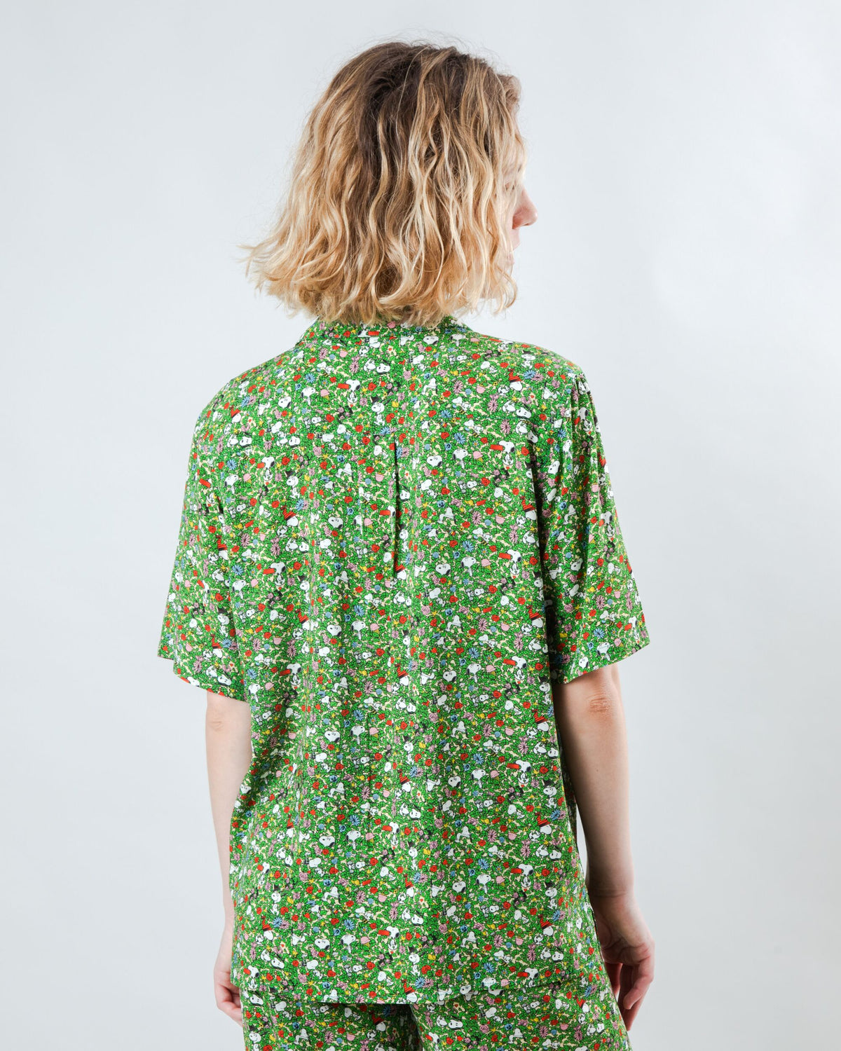 Peanuts Flower Garden Aloha Blouse Green