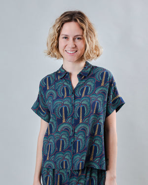Borneo Batwing Blouse Navy