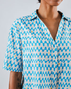 Sunset Cropped Blouse Blue