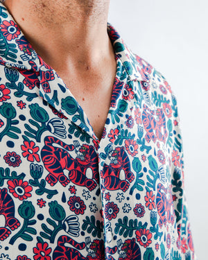 Asis Percales Tigris Aloha Shirt Ecru