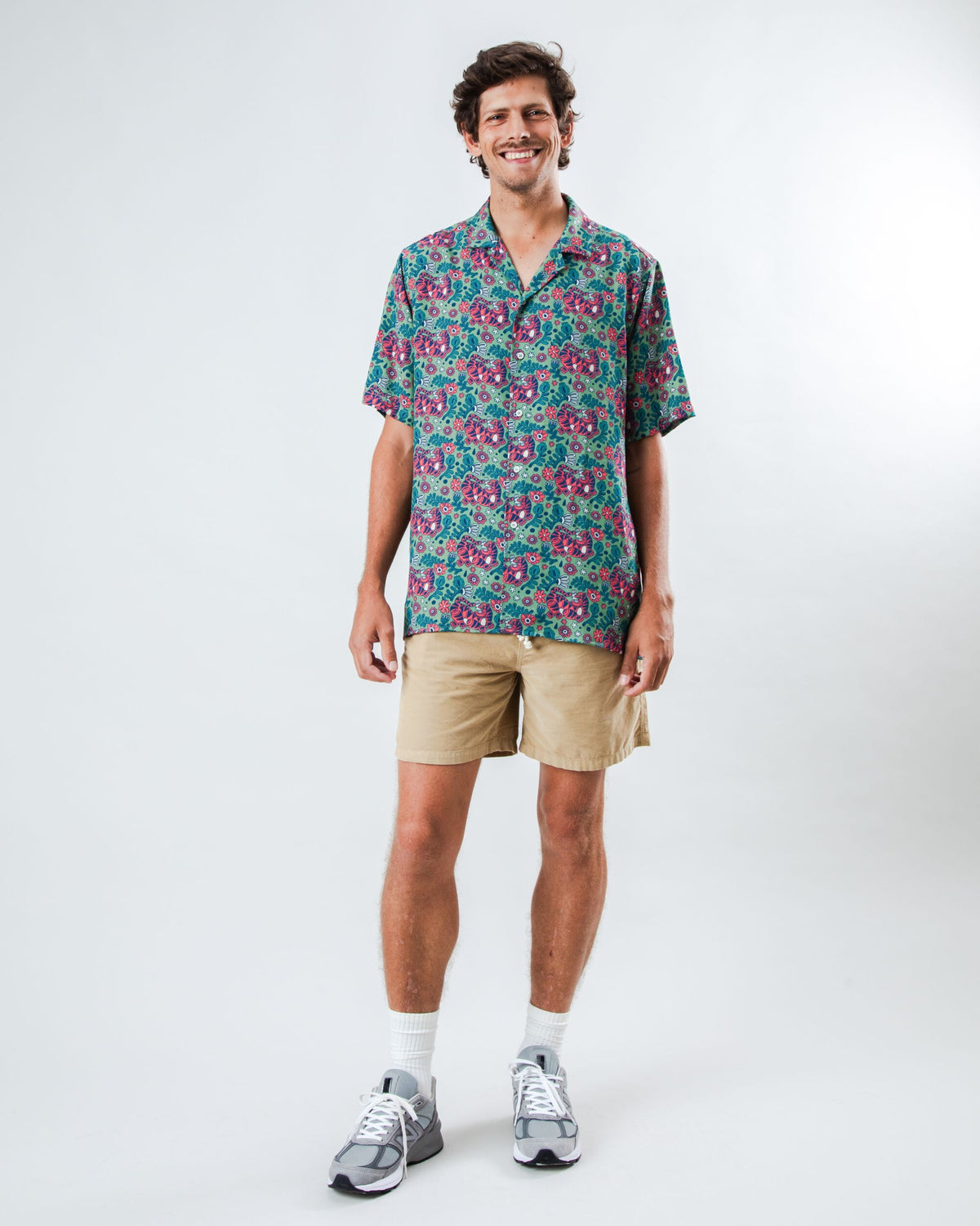 Asis Percales Tigris Aloha Shirt Light Green