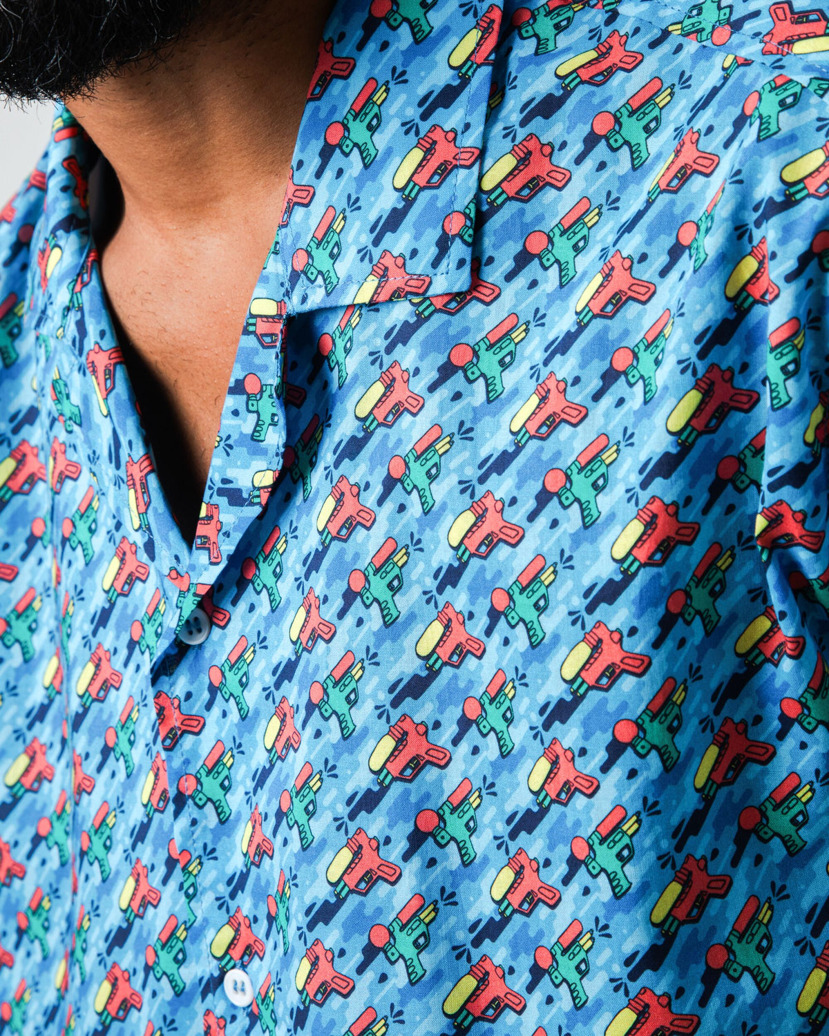 Water Gun Aloha Shirt Blue