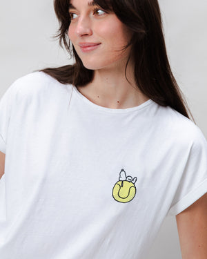 Peanuts Tennis Double Fault Snoopy Scoop Tee White