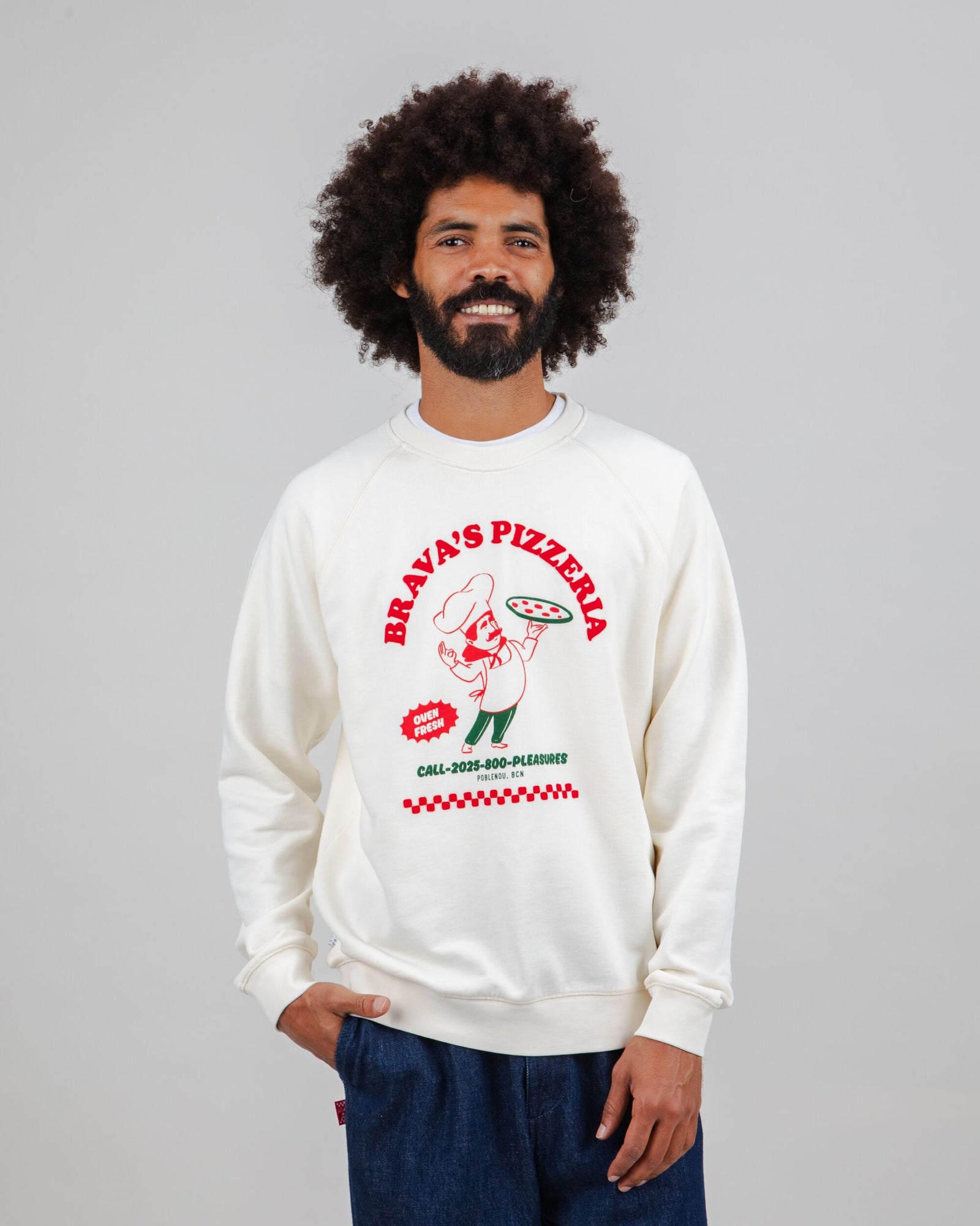 Hot & Brava Pizza Sweatshirt White