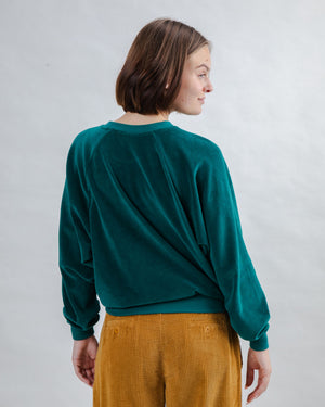 Velvet Raglan Sweatshirt Green