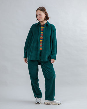 Corduroy Long Overshirt Green