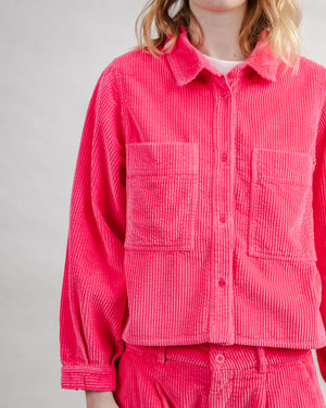 Corduroy Boxy Shirt Pink