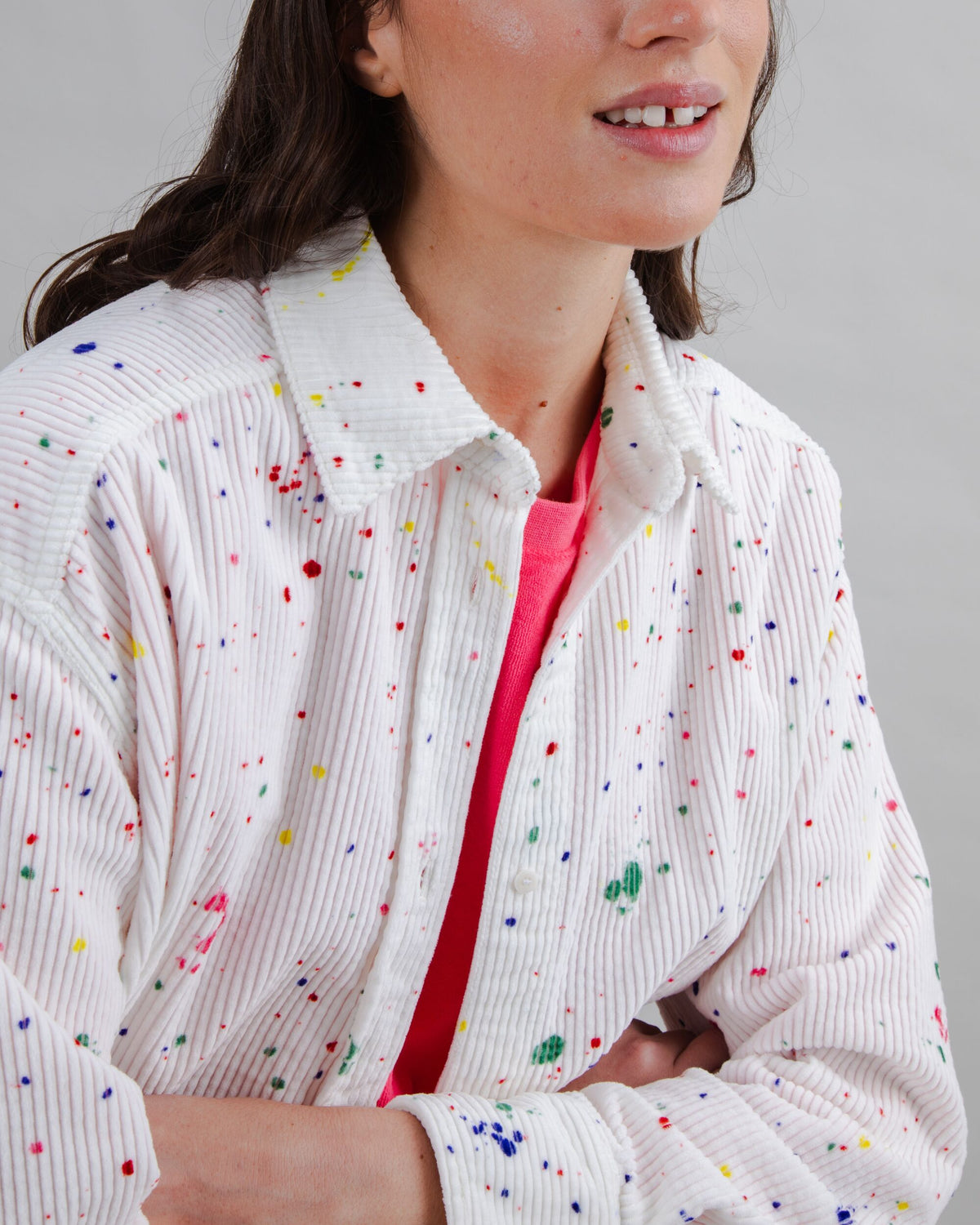 Splash Paint Corduroy Long Overshirt