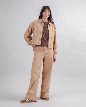 Striped Boxy Shirt Camel