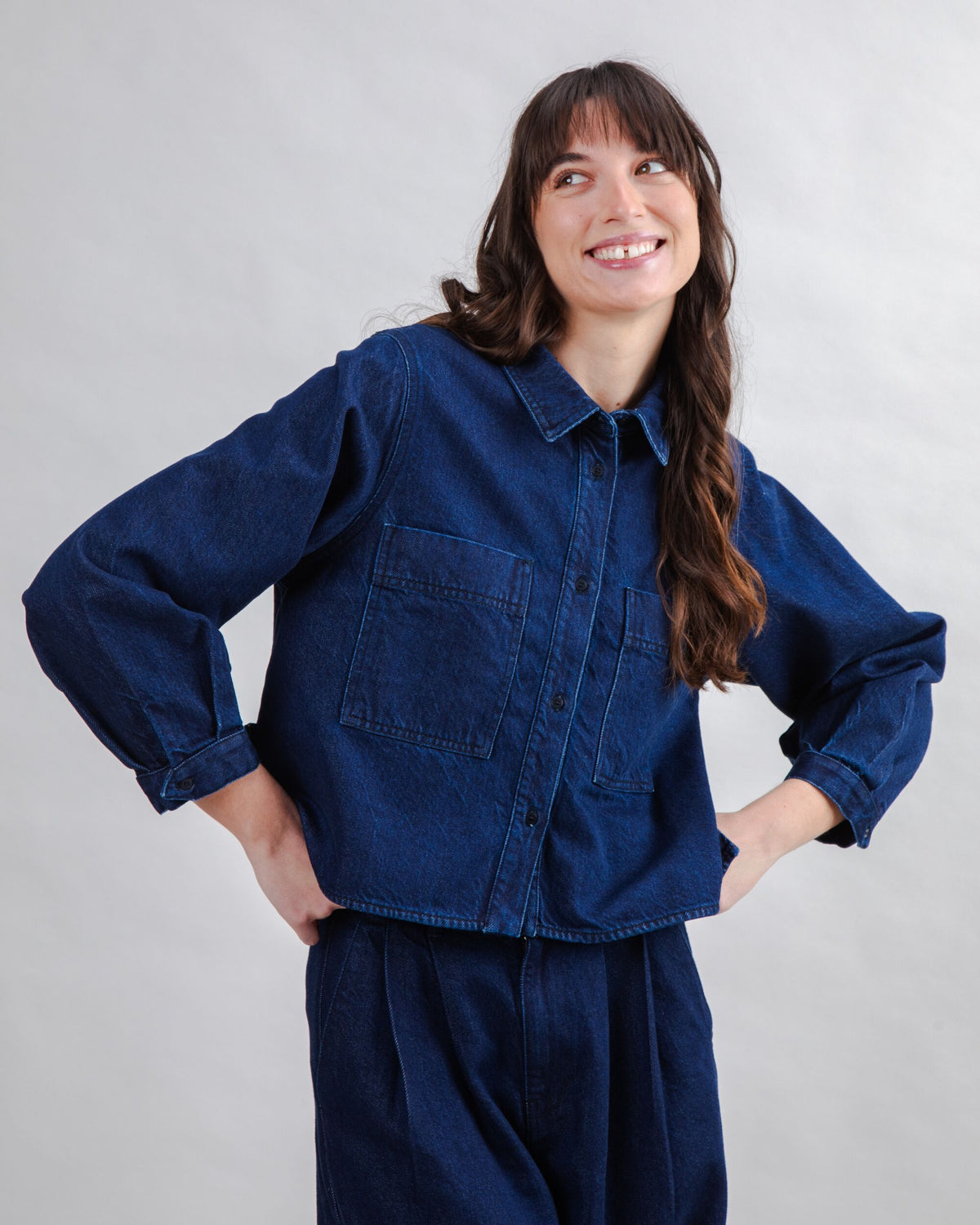 Raw Denim Boxy Shirt Blue