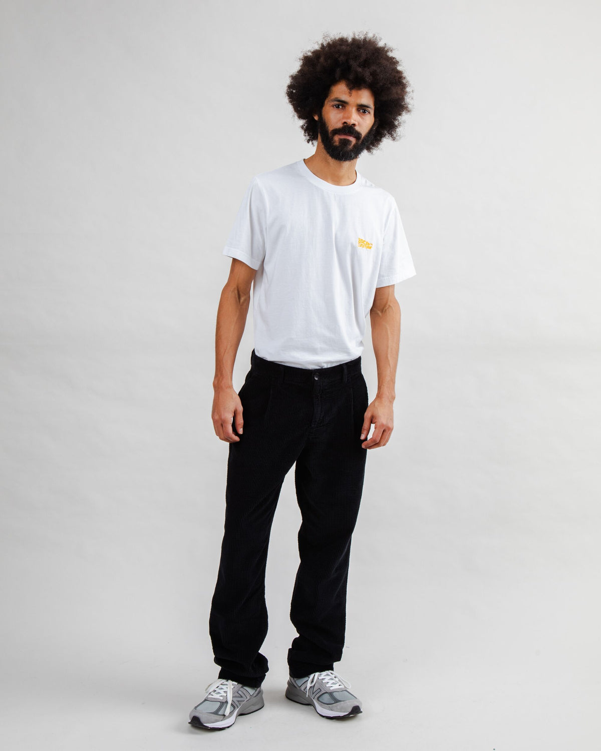 Corduroy Pleated Chino Pants Black