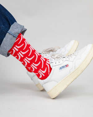 Atari Pattern Socks Red