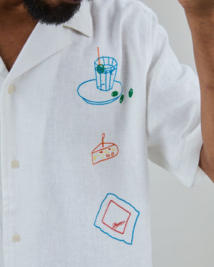 Chiringuito Embroidery Aloha Shirt White