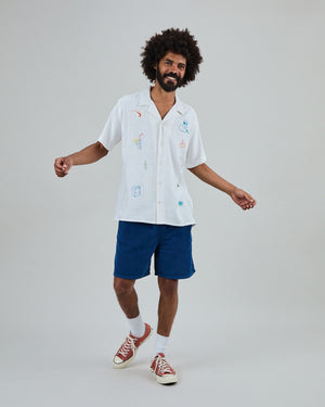 Chiringuito Embroidery Aloha Shirt White