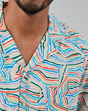 Messy Stripes Aloha Shirt Multicolor