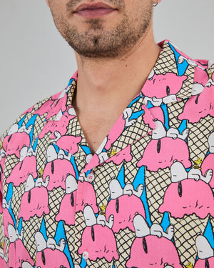 Peanuts Gelato Aloha Shirt Pink