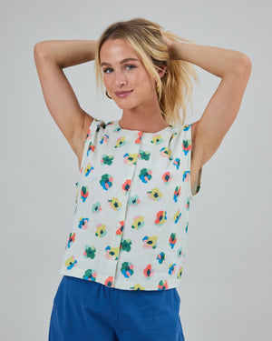 Mini Flower Button Up Blouse Ecru