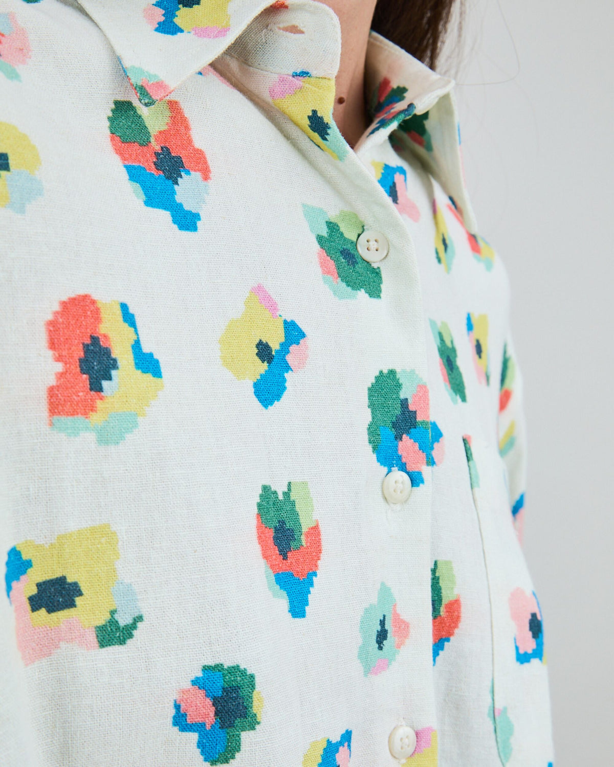 Mini Flower Boxy Blouse Ecru