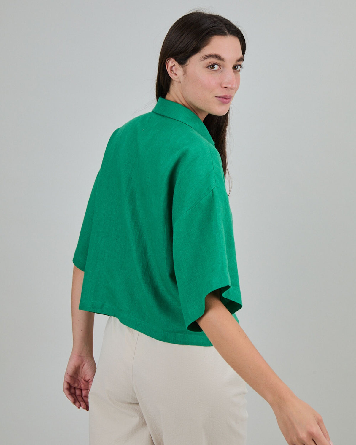Boxy Squared Blouse Green