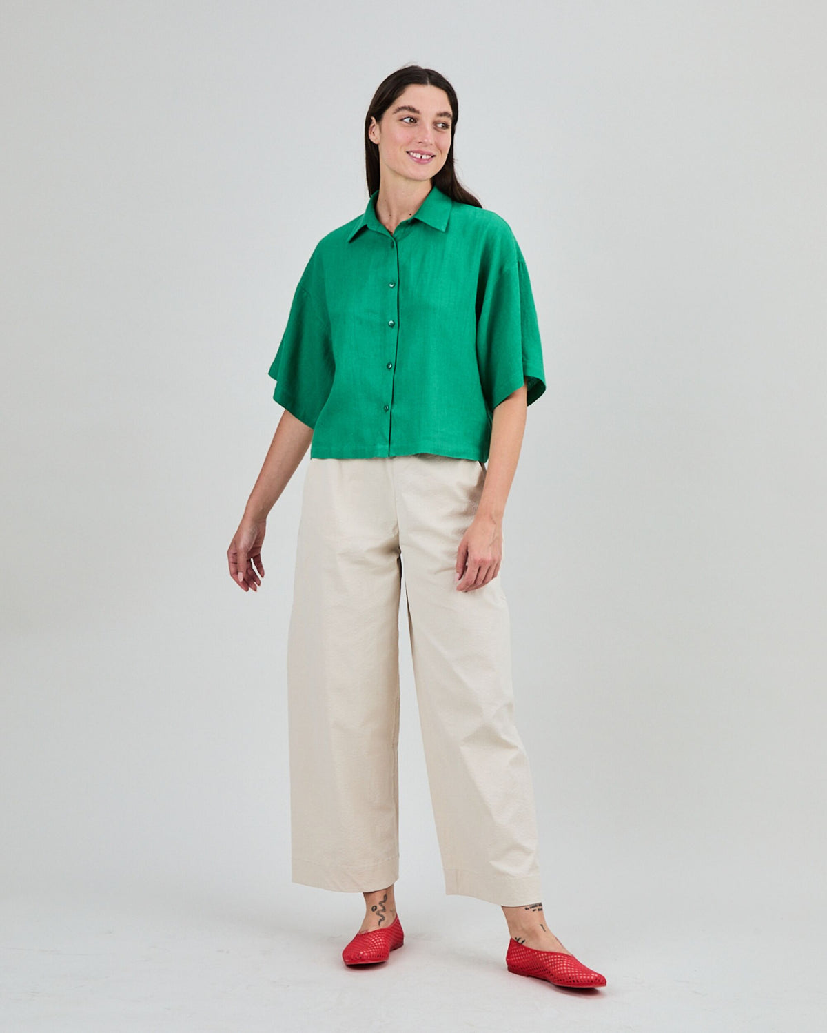 Boxy Squared Blouse Green