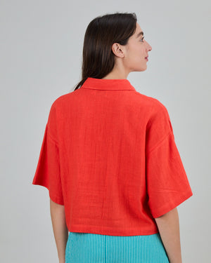 Boxy Squared Blouse Coral
