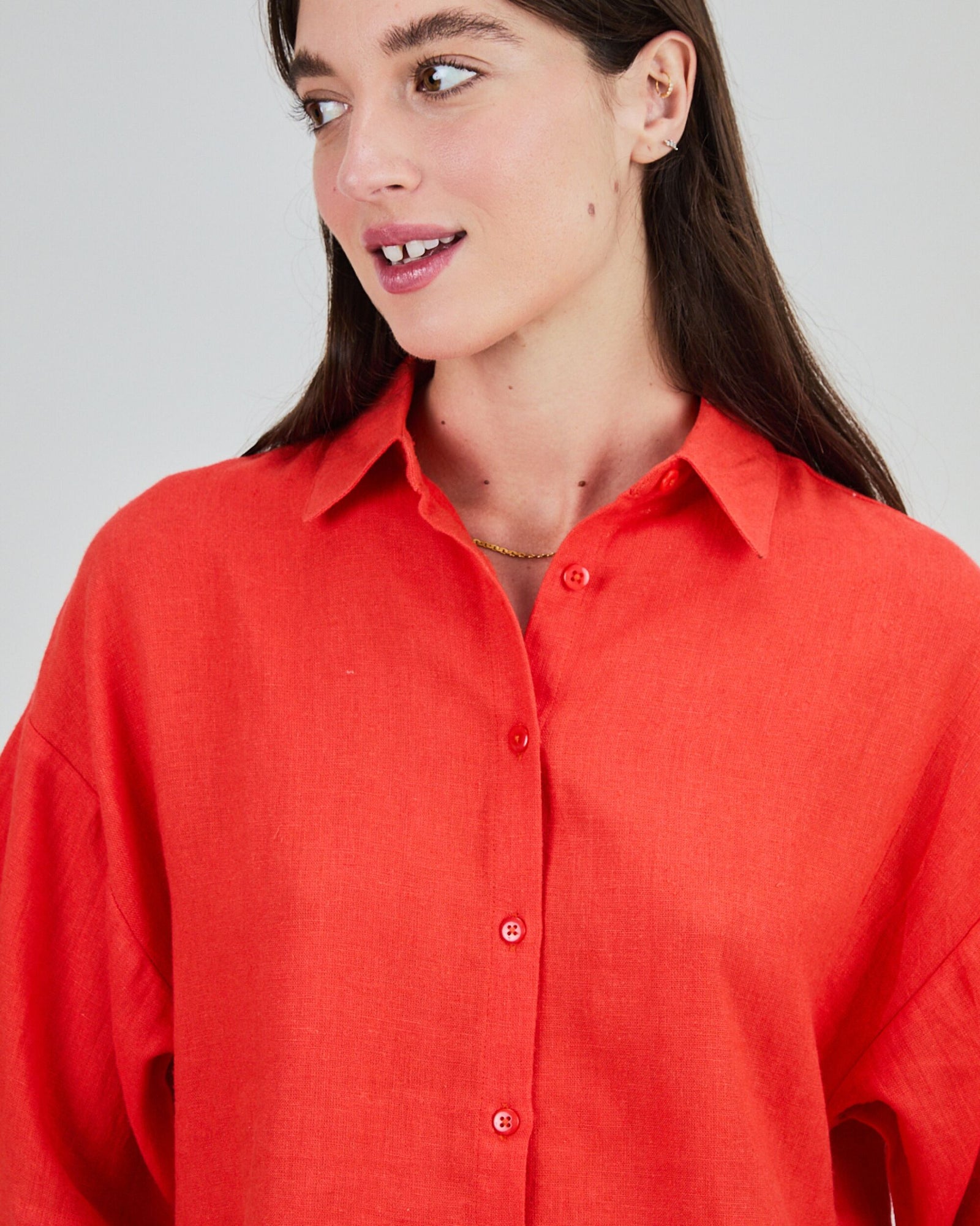 Boxy Squared Blouse Coral