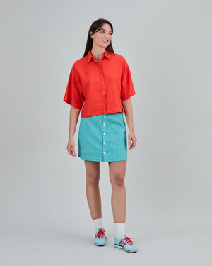 Boxy Squared Blouse Coral