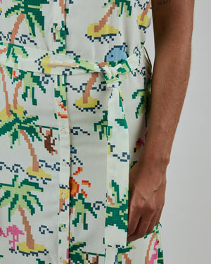 Tropical Pixel Strap Dress Blue