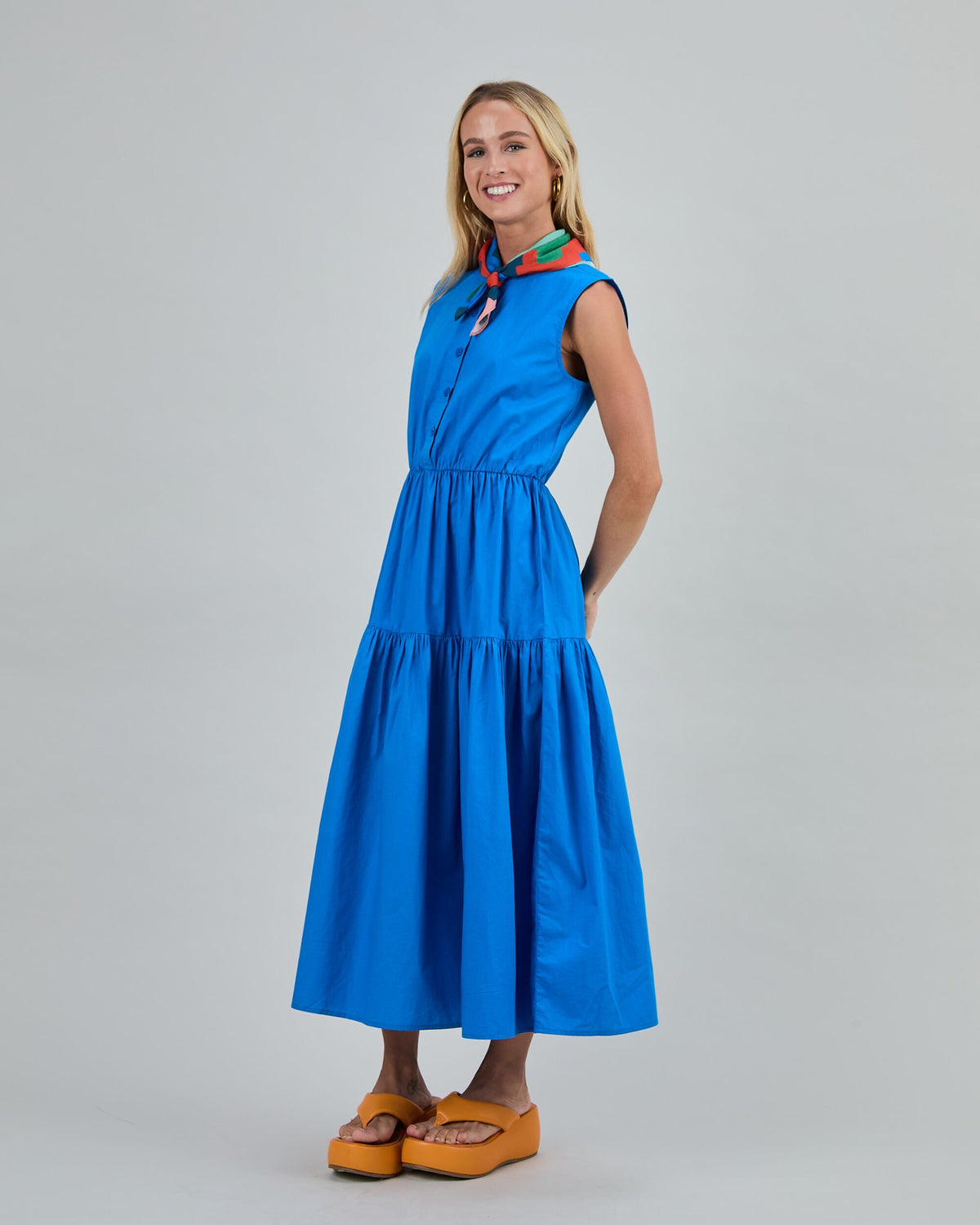 Sleeveless Shirt Dress Blue